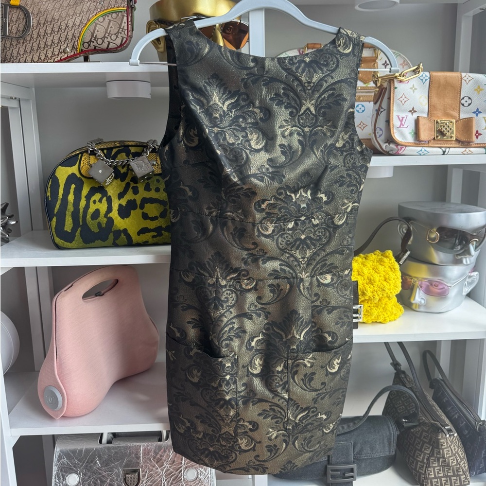 Pierre Balmain Black and Gold Mini Dress